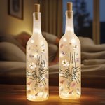 Personalized Holding Hands 1-12 Birth Flowers LED Night Light Bottle Lamp with Names Home Decor Mother's Day Gift for Grandmom Mom