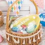 Personalized Polka Design Jumbo Easter Egg with Name Basket Filler Candy Box Gift for Kids