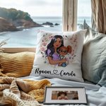 Gepersonaliseerd hart krans cartoon mama en 1-2 kinderen zacht kussenhoes met namen Home Decor Moederdag cadeau voor mama