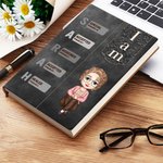Personalized Retro Bible Verse Cartoon Character A5 Notebook with 100 Lined Pages and Name Birthday Religious Baptism Gift for Christians Family