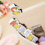 Personalisierte Hase Karotte Doodle Name Magnetische Lesezeichen Clip Lesen Schreibwaren liefert zurück zu Schule Ostern Geschenk für Bücherwürmer Jungen Mädchen