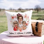 Gepersonaliseerd hart krans cartoon mama en 1-2 kinderen zacht kussenhoes met namen Home Decor Moederdag cadeau voor mama