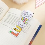 Personalisierte Hase Karotte Doodle Name Magnetische Lesezeichen Clip Lesen Schreibwaren liefert zurück zu Schule Ostern Geschenk für Bücherwürmer Jungen Mädchen
