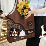Borsa tote personalizzabile fino a 6 nomi stampa fronte e retro cane e gatto stile vintage anniversario regalo per amanti degli animali domestici