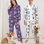 Personalized Coconut Tree Pet Avatar Photo Long-sleeved Pajama Matching Pants with Name Birthday Gift for Women Men Pet Lovers