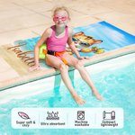 Personalized Cute Elephant Rabbit Animals Oversized Quick Dry Name Beach Towel with Swimming Ring Summer Vacation Pool Party Gift for Boys Girls