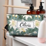 Personalized Retro Birth Flower Cosmetic Bag With Name Travel Accessories Mother's Day Birthday Gift for Women Mom Grandma