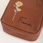 Personalisierte Tragbare Geburtsblume PU-Leder Kosmetiktasche mit Namen Mehreren Fächern Reise Urlaub Zubehör Geburtstag Geschenk für Damen Mädchen