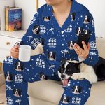 Personalized Coconut Tree Pet Avatar Photo Long-sleeved Pajama Matching Pants with Name Birthday Gift for Women Men Pet Lovers