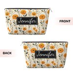 Personalized Retro Birth Flower Cosmetic Bag With Name Travel Accessories Mother's Day Birthday Gift for Women Mom Grandma