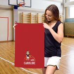 Asciugamano sportivo personalizzato con nome e gancio con disegno di palla e personaggio dei cartoni animati Accessorio sportivo super assorbente Regalo di compleanno per giocatori amanti dello sport