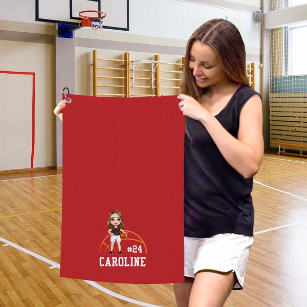 Personlig bolldesign tecknad karaktär sporthandduk med namn och krok superabsorberande sporttillbehör födelsedag lagpresent för sportälskare spelare