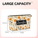 Personalized Retro Birth Flower Cosmetic Bag With Name Travel Accessories Mother's Day Birthday Gift for Women Mom Grandma