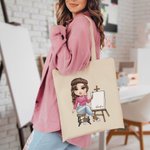 Sac en toile réutilisable avec nom Accessoires de voyage Anniversaire Cadeau d'anniversaire pour artistes peintres Amis