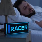 Placa personalizada con nombre, estilo carreras, con texto y 7 colores de iluminación LED ajustables Decoración del hogar Regalo de cumpleaños para entusiastas de las carreras