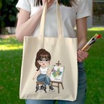 Sac en toile réutilisable avec nom Accessoires de voyage Anniversaire Cadeau d'anniversaire pour artistes peintres Amis