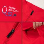 Personalized Embroidery Mini Heart Stethoscope Nurse Jacket with Full-zip and Pockets Graduation Nurse Week Gift for Medical Staff Student