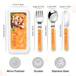 Personalised Cute Puppy Fantasy Unicorn Animal Safe Stainless Steel Kid’s Fork Spoon Knife 3 Pcs Cutlery Set with Name and Case Birthday Gift for Kids