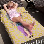 Personalisiertes Leoparden- und Zebramuster Cartoon Figur Strandtuch mit Namen Handtuch Übergroß Saugfähig Reise Sommerurlaub Party Geschenk für Damen