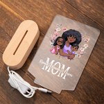 Personalisierte herzförmige Kranz Cartoon Mama und 1-2 Kinder LED-Nachtlicht mit Namen und Holzsockel Home Desk Decor Muttertag Geschenk für Mama Oma