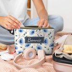 Personalized Retro Birth Flower Cosmetic Bag With Name Travel Accessories Mother's Day Birthday Gift for Women Mom Grandma