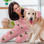 Personalized Coconut Tree Pet Avatar Photo Long-sleeved Pajama Matching Pants with Name Birthday Gift for Women Men Pet Lovers