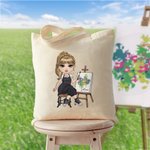 Sac en toile réutilisable avec nom Accessoires de voyage Anniversaire Cadeau d'anniversaire pour artistes peintres Amis