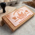 Timbro in legno per scatole di cartone per uova personalizzato con incisione del testo e impugnatura branding fattoria regalo per famiglia e amici