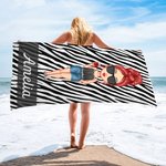 Personalisiertes Leoparden- und Zebramuster Cartoon Figur Strandtuch mit Namen Handtuch Übergroß Saugfähig Reise Sommerurlaub Party Geschenk für Damen