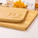 Personalized Engraved Garland Initial Bamboo Charcuterie Cutting Board with Handle Housewarming Wedding Mother's Day Gift for Couple Family