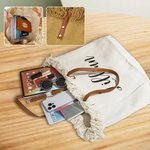 Personalized Tassel Large Capacity Canvas Tote Bag with Name and Leather Handle Travel Accessories Mother's Day Birthday Gift for Women