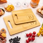 Personalized Engraved Garland Initial Bamboo Charcuterie Cutting Board with Handle Housewarming Wedding Mother's Day Gift for Couple Family