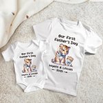 Personalisiertes Niedliches Bären T-Shirt Babybody Set aus 100% Baumwolle mit Namen und Jahr Vatertag Geburtstag Geschenk für Baby Papa