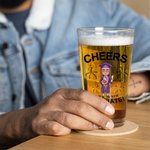 Personalized Grad Cap Cartoon Character 16 oz Beer Glass with Name and Year Graduation Party Keepsake Gift for Graduates