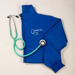 Personalized Embroidery Mini Heart Stethoscope Nurse Jacket with Full-zip and Pockets Graduation Nurse Week Gift for Medical Staff Student