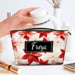 Personalized Retro Birth Flower Cosmetic Bag With Name Travel Accessories Mother's Day Birthday Gift for Women Mom Grandma