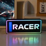 Placa personalizada con nombre, estilo carreras, con texto y 7 colores de iluminación LED ajustables Decoración del hogar Regalo de cumpleaños para entusiastas de las carreras