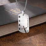 Personalisierte Herren-Kreuz-Halskette mit Bibelvers Geburtsstein und Namensgravur Erstkommunion Taufe Glaube Schmuck Geschenk für Christen