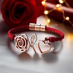 Personalizada Rose Corazón ajustable hecho a mano pulsera de cuerda roja con las iniciales grabadas Día de San Valentín Aniversario Cumpleaños regalo para las mujeres