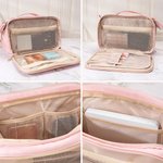 Personalized This Belongs To 1-12 Birth Flowers PU Leather Makeup Bag with Names and Handles Mother's Day Birthday Gift for Mom Grandma