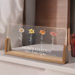 Personalised We Love You Birth Flower Rectanglar Acrylic LED Night Light with Wooden Base and 1-12 Names Mother's Day Gift for Mom Grandma