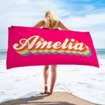 Personalized Colorful Multiple Shadows Name Quick Dry Oversized Beach Towel Summer Travel Essential Birthday Gift for Family Friends