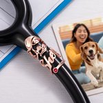 Personalised Cute Dog Face Stethoscope ID Tag with Name and Birthstone Appreciation Graduation Birthday Gift for Veterinary Pet Lovers