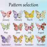 Personalised Birth Flower Butterfly Large Canvas Tote Bag with Name Birthday Mother's Day Gift for Women Girls