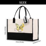Personalised Birth Flower Butterfly Large Canvas Tote Bag with Name Birthday Mother's Day Gift for Women Girls
