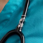 Personalised Cute Dog Face Stethoscope ID Tag with Name and Birthstone Appreciation Graduation Birthday Gift for Veterinary Pet Lovers