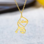 Collier de raquette de Pickleball personnalisé avec nom Bijoux de sport Journée de jeu Anniversaire Cadeau d'anniversaire pour joueur de Pickleball Lover