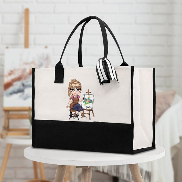 Sac à dos en toile avec nom Accessoires de voyage Cadeau d'anniversaire pour artistes Femmes