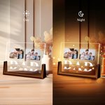 Personalized 2-6 Photos Collage Acrylic LED Night Light with 1-6 Kids Names and Wooden Base Desktop Decor Father's Day Christmas Gift for Dad Grandpa