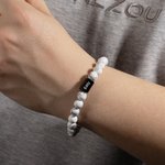 Personalizada Cruz Onyx Piedra Natural Cuentas Pulsera Elástica con Nombre Cumpleaños Bautizo Regalo para Hombres Cristiano